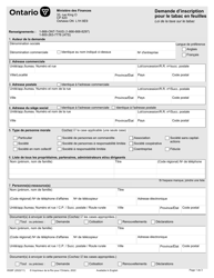 Document preview: Forme 0526F Demande D'inscription Pour Le Tabac En Feuilles - Ontario, Canada (French)