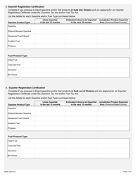 Form 0505E Application to Register for Importer, Exporter and Interjurisdictional Transporter - Ontario, Canada, Page 2