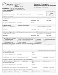 Document preview: Forme 0507F Demande D'inscription - Permis D'acquisition De Carburant - Ontario, Canada (French)