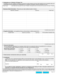 Form 0518E Application to Register as a Propane Retailer - Ontario, Canada, Page 2