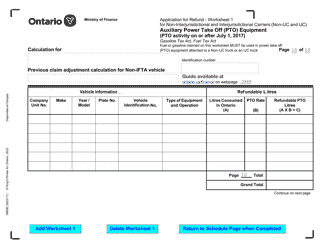 Form 9988E Application for Refund - Summary Auxiliary Power Take off (Pto) Equipment (Pto Activity on or After July 1, 2017) - Ontario, Canada, Page 12
