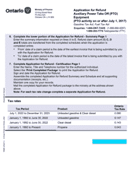 Form 9988E Application for Refund - Summary Auxiliary Power Take off (Pto) Equipment (Pto Activity on or After July 1, 2017) - Ontario, Canada, Page 2