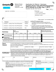 Form 9988E Application for Refund - Summary Auxiliary Power Take off (Pto) Equipment (Pto Activity on or After July 1, 2017) - Ontario, Canada, Page 3
