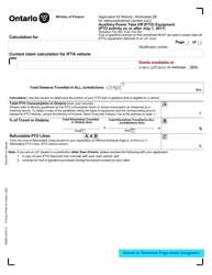 Form 9988E Application for Refund - Summary Auxiliary Power Take off (Pto) Equipment (Pto Activity on or After July 1, 2017) - Ontario, Canada, Page 7
