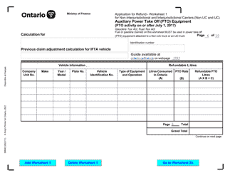 Form 9988E Application for Refund - Summary Auxiliary Power Take off (Pto) Equipment (Pto Activity on or After July 1, 2017) - Ontario, Canada, Page 8