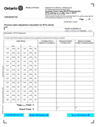 Form 9988E Application for Refund - Summary Auxiliary Power Take off (Pto) Equipment (Pto Activity on or After July 1, 2017) - Ontario, Canada, Page 9