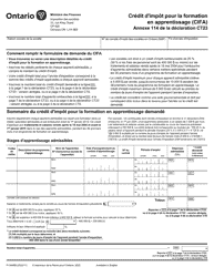 Document preview: Forme 2495F Agenda 114 Credit D'impot Pour La Formation En Apprentissage (Cifa) - Ontario, Canada (French)