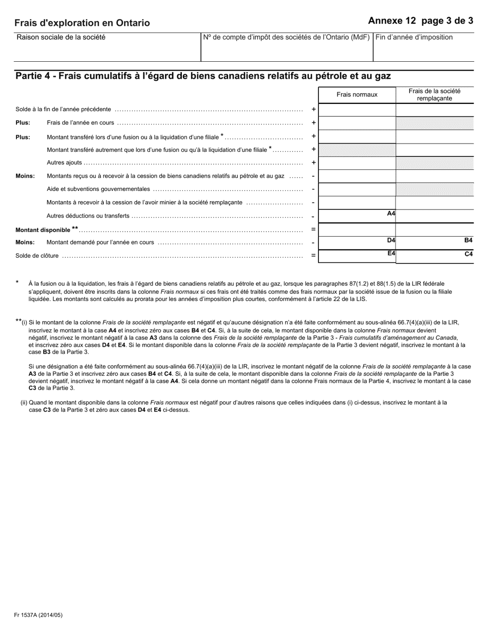 Forme 1537A Agenda 12 Frais Dexploration En Ontario - Ontario, Canada (French), Page 3