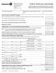 Document preview: Forme 1532F Credit De L'ontario Pour Impot Etranger - Ontario, Canada (French)