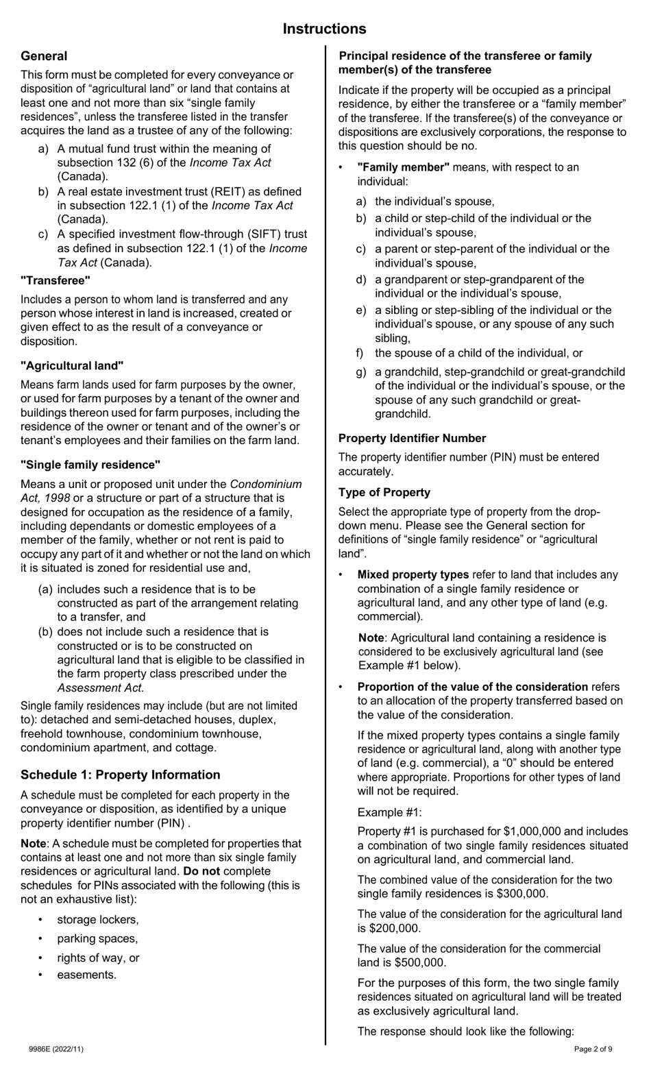 Form 9986E Prescribed Information for Purposes of Section 5.0.1 - Ontario, Canada, Page 2