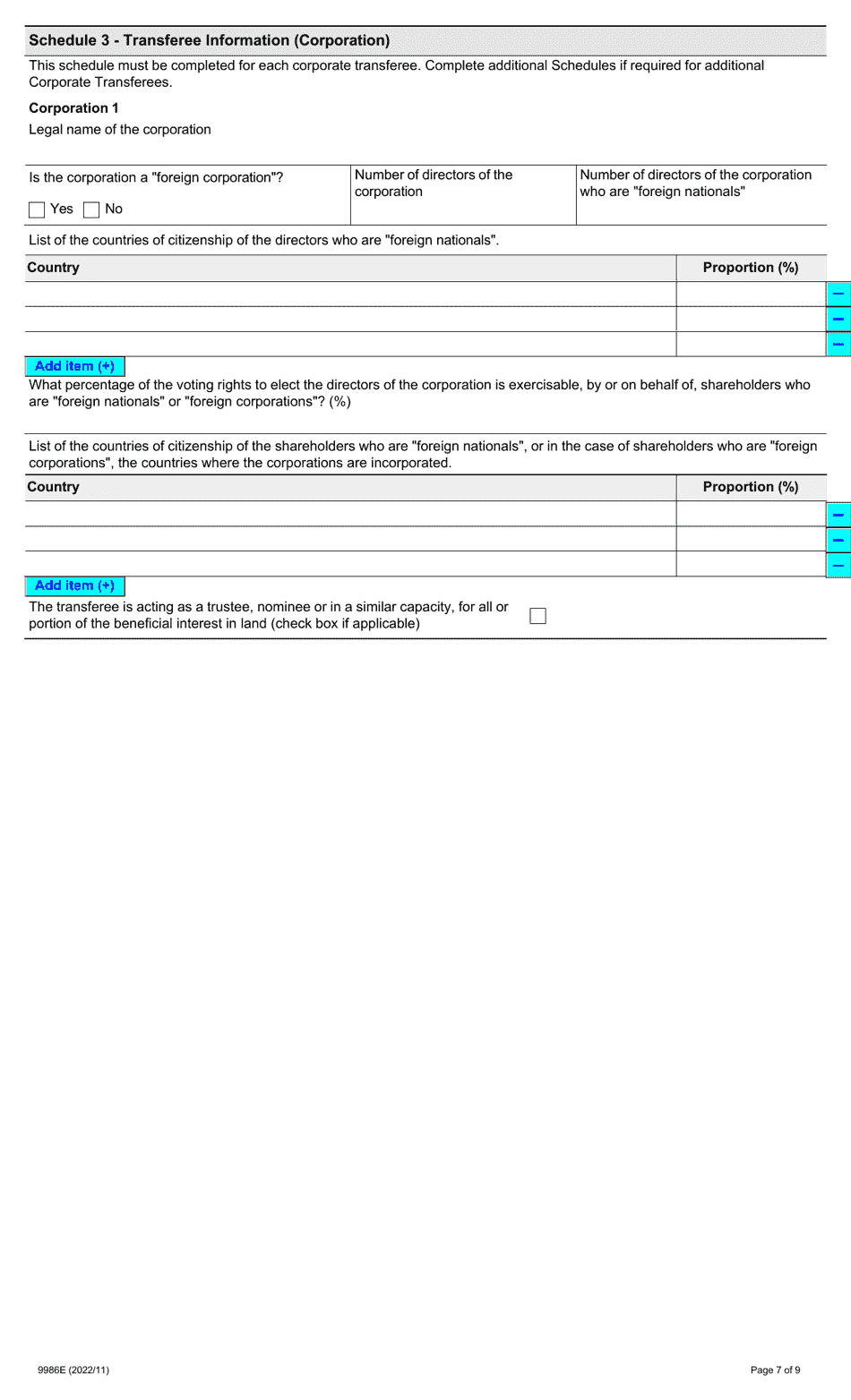 Form 9986E Prescribed Information for Purposes of Section 5.0.1 - Ontario, Canada, Page 7
