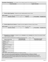 Form 0506E Application to Register Tobacco Products - Ontario, Canada, Page 3
