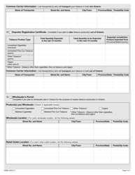 Form 0506E Application to Register Tobacco Products - Ontario, Canada, Page 5