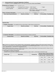 Form 0506E Application to Register Tobacco Products - Ontario, Canada, Page 6