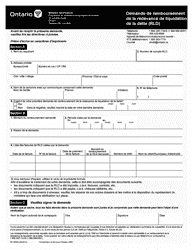 Document preview: Forme 2408A Demande De Remboursement De La Redevance De Liquidation De La Dette (Rld) - Ontario, Canada (French)