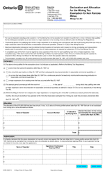 Document preview: Form 0793F Declaration and Allocation for the Mining Tax Exemption for Non Remote Mines - Ontario, Canada