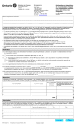 Document preview: Forme 0793F Declaration Et Repartition De L'exoneration D'impot Sur L'exploitation Miniere Pour DES Mines Non Eloignees - Ontario, Canada (French)