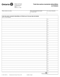 Document preview: Forme 1487A Total DES Autres Montants Deductibles En Ontario - Ontario, Canada (French)