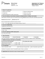 Form 1963E Application for Tobacco Retail Dealer&#039;s Permit - Ontario, Canada, Page 2