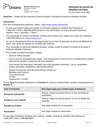 Document preview: Forme 1963F Demande De Permis De Detaillant De Tabac - Ontario, Canada (French)