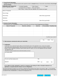 Form 0521E Application to Register for Transit Permit - Ontario, Canada, Page 2