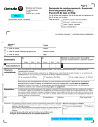 Forme 0550F Demande De Remboursement Perte De Produit (Prl)/Paiement De Taxe En Trop - Ontario, Canada (French), Page 3