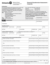 Document preview: Form 9968E Financial Questionnaire Assessment - Corporate - Ontario, Canada