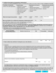 Forme 0511F Demande D&#039;inscription De Transporteur Interterritorial - Ontario, Canada (French), Page 2