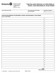 Document preview: Forme 1478B Total DES Autres Elements Non Deductibles En Ontario, Mais Deductibles Au Niveau Federal - Ontario, Canada (French)