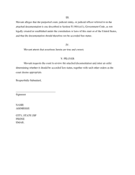 Motion for Judicial Review of a Documentation Purporting to Create a Judgment Lien Pursuant to Texas Government Code 51.902 - Dallas County, Texas, Page 2