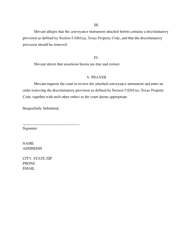 Motion for Judicial Review of Conveyance Instrument Alleged to Contain a Discriminatory Provision as Defined by Section 5.0261(A), Texas Property Code - Dallas County, Texas, Page 2