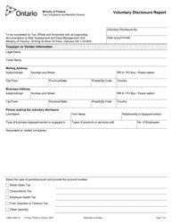 Form 1209E Voluntary Disclosure Report - Ontario, Canada