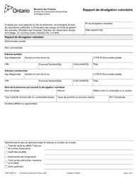Forme 1209F Rapport De Divulgation Volontaire - Ontario, Canada (French)
