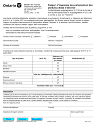 Document preview: Forme ON00410F Rapport D'inventaire DES Carburants Et DES Produits a Base D'essence - Ontario, Canada (French)