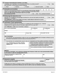 Forme 0166F Demande D&#039;inscripcion En Vertu De L&#039;entente Internationale Concernant La Taxe Sur Les Carburants - Ontario, Canada (French), Page 3