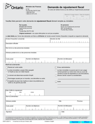 Document preview: Forme 0254F Demande De Rajustement Fiscal - Ontario, Canada (French)