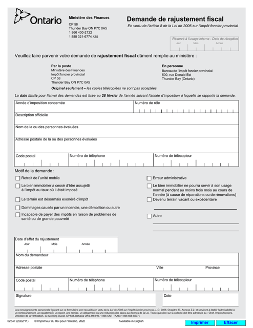 Forme 0254F  Printable Pdf