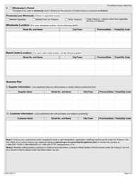Form 0515E Application to Register for a Wholesaler&#039;s Permit - Ontario, Canada, Page 2