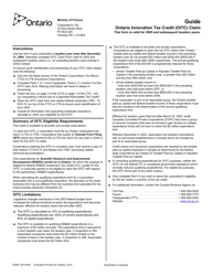 Document preview: Form 0329F Ontario Innovation Tax Credit (Oitc) Claim - Ontario, Canada