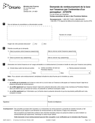 Document preview: Forme GT257N (0644F) Demande De Remboursement De La Taxe Sur L'essence Par L'entremise D'un Percepteur - Ontario, Canada (French)
