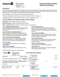 Document preview: Form ON00150E Employer Health Tax (Eht) Online Annual Return - Ontario, Canada