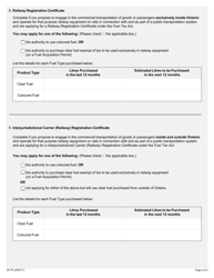 Form 0517E Application to Register as a Railway Transporter - Ontario, Canada, Page 2