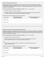 Forme 0517F Demande D&#039;inscription En Tant Qu&#039;agent Ferroviaire - Ontario, Canada (French), Page 2