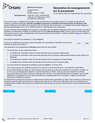 Document preview: Forme 9955F Declaration De Renseignements Sur La Succession - up to December 31, 2019 - Ontario, Canada (French)