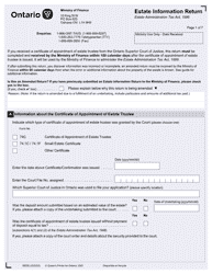 Form 9955E Estate Information Return - After January 1, 2020 - Ontario, Canada
