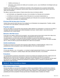 Instruction pour Forme 9955F Declaration De Renseignements Sur La Succession - Ontario, Canada (French), Page 7