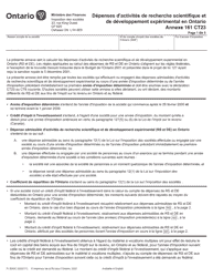 Forme 2083C Agenda 161 Depenses D&#039;activites De Recherche Scientifique Et De Developpement Experimental En Ontario - Ontario, Canada (French)