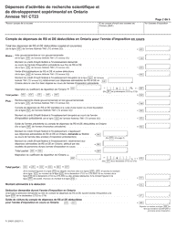 Forme 2083C Agenda 161 Depenses D&#039;activites De Recherche Scientifique Et De Developpement Experimental En Ontario - Ontario, Canada (French), Page 2