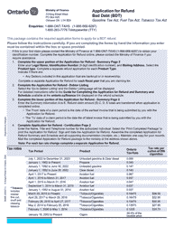 Form 0548E Application for Refund Bad Debt (Bdt) - Ontario, Canada