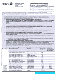 Forme 0548F Demande De Remboursement - Sommaire Creance Irrecouvrable (Bdt) - Ontario, Canada (French)